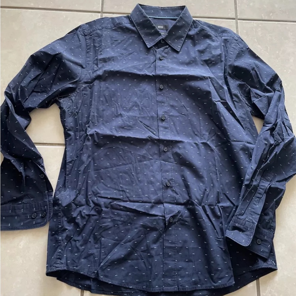 Men’s HUGO BOSS Regular fit Button Down LONG SLEEVE COLLARED SHIRT Size XL
